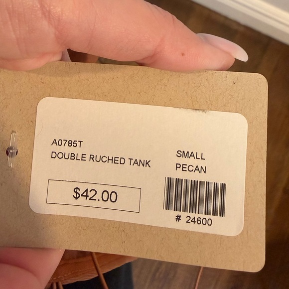 Ruched Rust Brown Spaghetti Strap Top - Picture 3 of 3